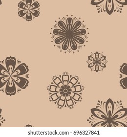 Floral seamless pattern. Brown and beige abstract background for wallpaper and textile