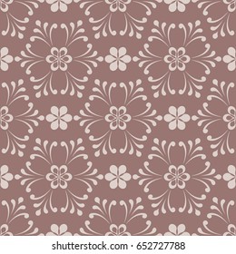 Floral seamless pattern. Brown flower elements