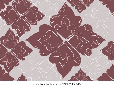 Floral seamless pattern brown leaves beige background. Abstract vector wallpaper
