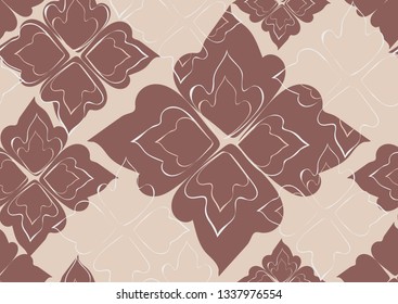 Floral seamless pattern brown leaves beige background. Abstract vector wallpaper