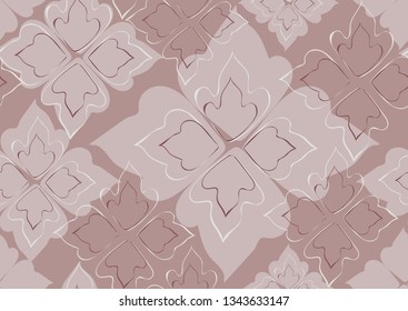 Floral seamless pattern brown leaves beige background. Abstract vector wallpaper