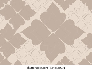 Floral seamless pattern brown leaves beige background. Abstract vector wallpaper