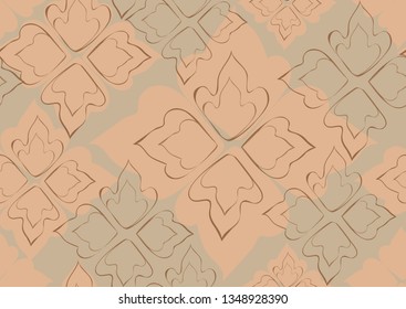 Floral seamless pattern brown leaves beige background. Abstract vector wallpaper