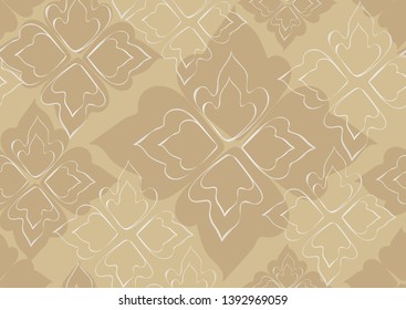 Floral seamless pattern brown leaves beige background. Abstract vector wallpaper