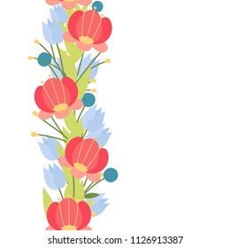 Floral seamless pattern brush. Floral border. Vector flower line border. 