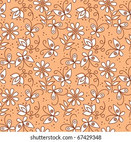Floral seamless pattern with butterflies
