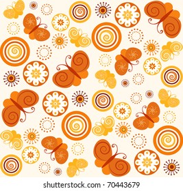 Floral seamless pattern with butterflies