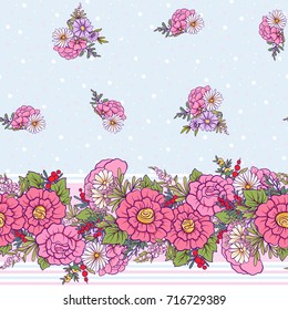 Floral seamless pattern with butterflies