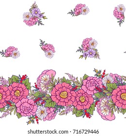 Floral seamless pattern with butterflies