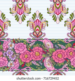 Floral seamless pattern with butterflies