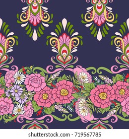 Floral seamless pattern with butterflies