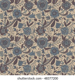 Patrón floral sin fisuras con mariposas en colores retro