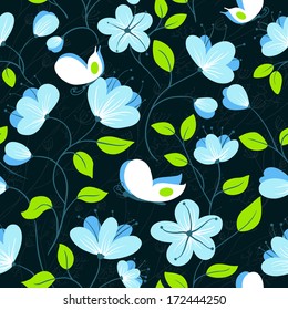 Floral seamless pattern with butterfly