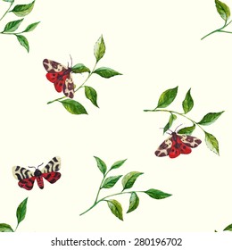 floral seamless pattern with butterfly