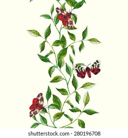 floral seamless pattern with butterfly