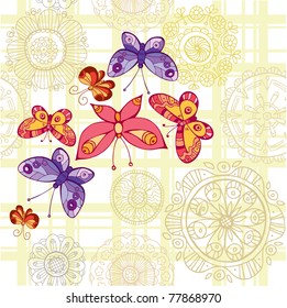  floral seamless pattern with butterfly