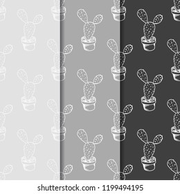 floral seamless pattern cactus in a flower pot
