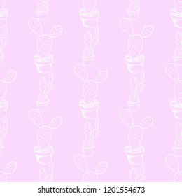 floral seamless pattern cactus in a flower pot
