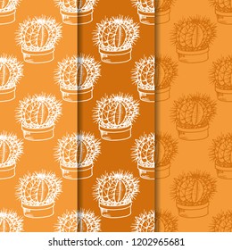 floral seamless pattern cactus in a flower pot