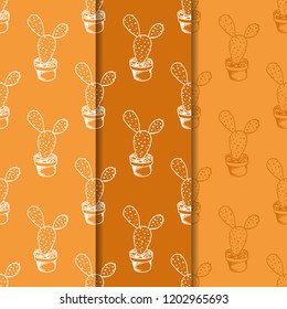 floral seamless pattern cactus in a flower pot