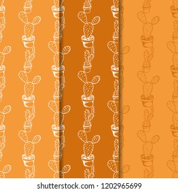 floral seamless pattern cactus in a flower pot