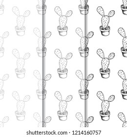 floral seamless pattern cactus in a flower pot