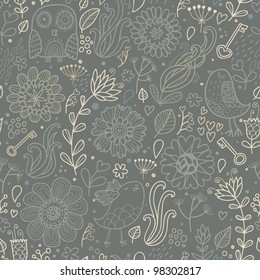 Floral seamless pattern in a calm style for modern wallpapers