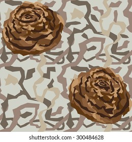 Floral seamless pattern. Camouflage style. Vector illustration