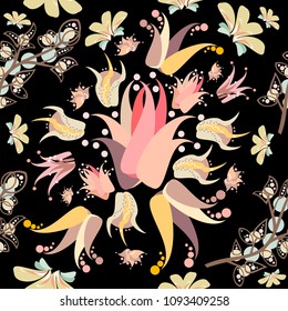 Floral seamless pattern can be used for wallpaper, website background, textile printing. Hand drawn endless vector illustration of flowers on light background. Flower theme. Summer collection.