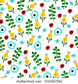 Floral seamless pattern. Can be used for fabric, gift wrap, wall art design. Vector illustration.