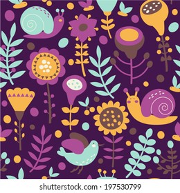 Floral seamless pattern. Seamless pattern can be used for pattern fills, wallpapers, web page backgrounds. 