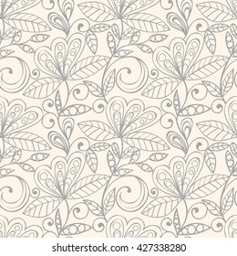 Floral seamless pattern can be used for wallpaper, website background, textile printing. Hand drawn endless vector illustration of flowers on light background. Flower theme. Summer collection.
