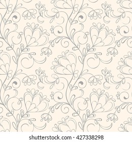 Floral seamless pattern can be used for wallpaper, website background, textile printing. Hand drawn endless vector illustration of flowers on light background. Flower theme. Summer collection.