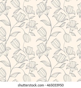 Floral seamless pattern can be used for wallpaper, website background, textile printing. Hand drawn endless vector illustration of flowers on light background. Flower theme. Summer collection.