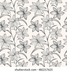 Floral seamless pattern can be used for wallpaper, website background, textile printing. Hand drawn endless vector illustration of flowers on light background. Flower theme. Summer collection.
