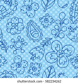 Floral seamless pattern. Can be used for creating card, wallpaper and textile. Flower contour