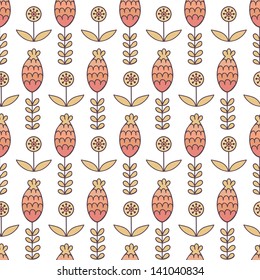 Floral seamless pattern in cartoon style. Can be used for wallpaper, pattern fills, surface textures.