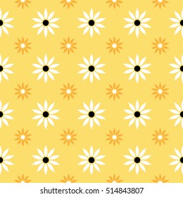 Floral seamless pattern with chamomile on the yellow background