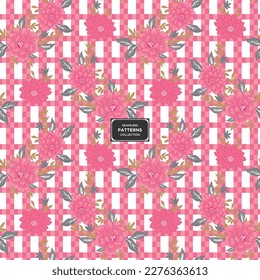 Patrón floral sin soldadura con fondo de comprobación