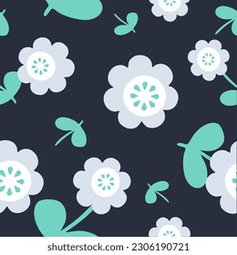 Floral seamless pattern .Cherry blossoms, floral seamless pattern .Elegant naive spring floral design elements for invitations, cards, posters, greetings, wedding.