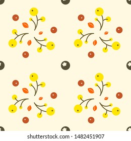 Floral seamless pattern with cherry isolated light yellow background suitable for wallpapers, background and page fill | EPS10 Vector