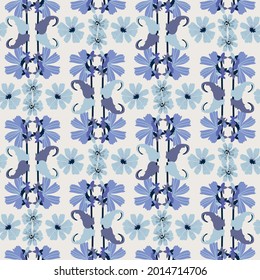 floral seamless pattern with chicory, vector design for paper, fabric and other surfaces