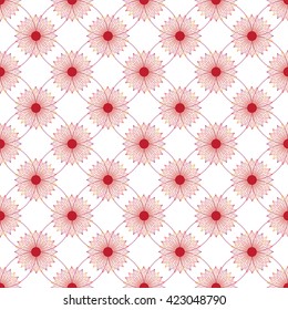 Floral seamless pattern with circles. Colored vector illustration.