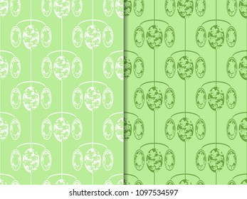 floral seamless pattern with circles, flowers and leaves