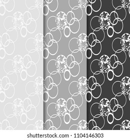 floral seamless pattern with circles, flowers and leaves