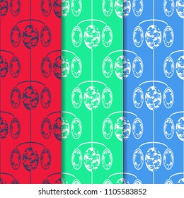 floral seamless pattern with circles, flowers and leaves