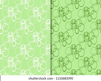 floral seamless pattern with circles, flowers and leaves