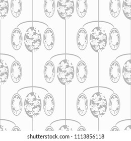 floral seamless pattern with circles, flowers and leaves