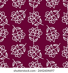 Floral seamless pattern. Climbing flowers wallpaper. Design for textile, fabric, wallpaper. Tile floral background. Two colors flowers pattern. Vector pattern