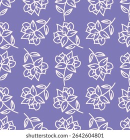 Floral seamless pattern. Climbing flowers wallpaper. Design for textile, fabric, wallpaper. Tile floral background. Two colors flowers pattern. Vector pattern